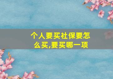 个人要买社保要怎么买,要买哪一项