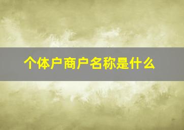 个体户商户名称是什么