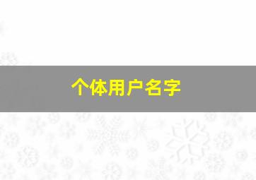 个体用户名字