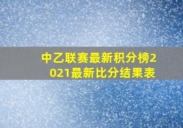 中乙联赛最新积分榜2021最新比分结果表