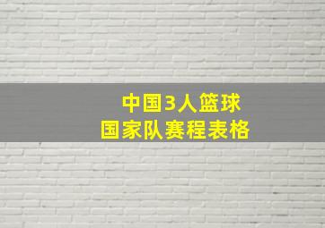 中国3人篮球国家队赛程表格