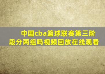 中国cba篮球联赛第三阶段分两组吗视频回放在线观看