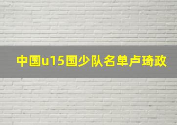 中国u15国少队名单卢琦政