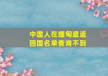 中国人在缅甸遣返回国名单查询不到