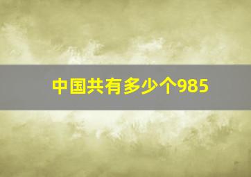 中国共有多少个985