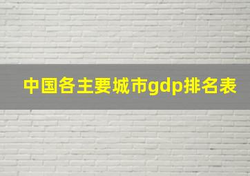 中国各主要城市gdp排名表