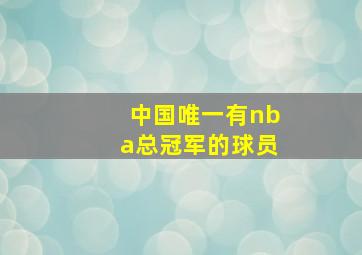 中国唯一有nba总冠军的球员