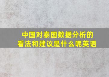 中国对泰国数据分析的看法和建议是什么呢英语