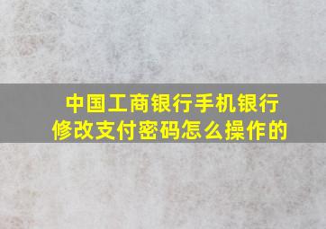 中国工商银行手机银行修改支付密码怎么操作的