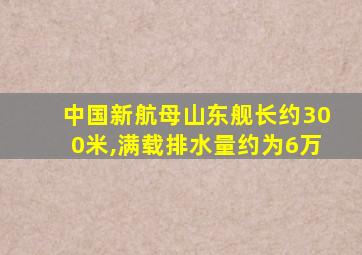 中国新航母山东舰长约300米,满载排水量约为6万