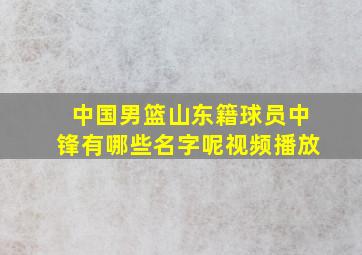 中国男篮山东籍球员中锋有哪些名字呢视频播放