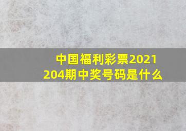 中国福利彩票2021204期中奖号码是什么