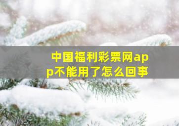 中国福利彩票网app不能用了怎么回事