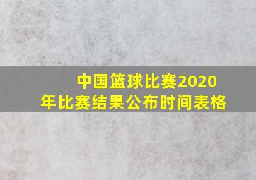 中国篮球比赛2020年比赛结果公布时间表格