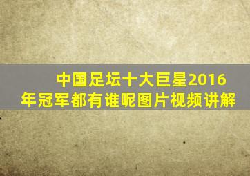 中国足坛十大巨星2016年冠军都有谁呢图片视频讲解