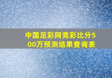 中国足彩网竞彩比分500万预测结果查询表