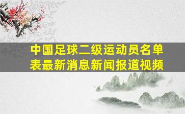 中国足球二级运动员名单表最新消息新闻报道视频