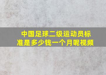 中国足球二级运动员标准是多少钱一个月呢视频