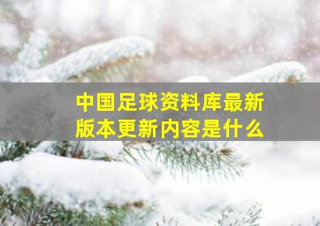 中国足球资料库最新版本更新内容是什么