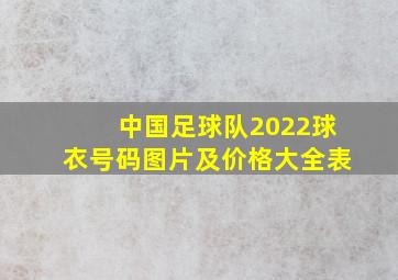 中国足球队2022球衣号码图片及价格大全表