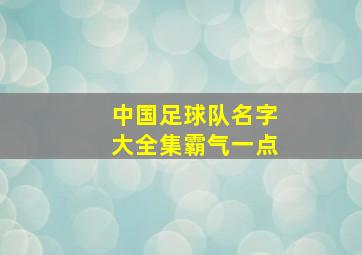 中国足球队名字大全集霸气一点