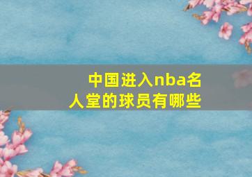 中国进入nba名人堂的球员有哪些