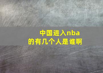 中国进入nba的有几个人是谁啊