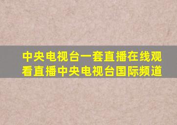 中央电视台一套直播在线观看直播中央电视台国际频道