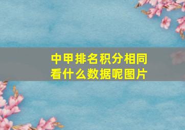 中甲排名积分相同看什么数据呢图片