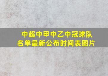 中超中甲中乙中冠球队名单最新公布时间表图片