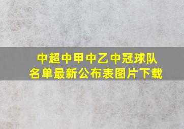 中超中甲中乙中冠球队名单最新公布表图片下载