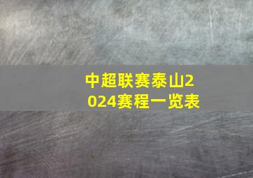 中超联赛泰山2024赛程一览表