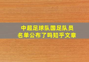 中超足球队国足队员名单公布了吗知乎文章