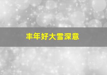 丰年好大雪深意