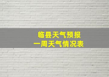 临县天气预报一周天气情况表