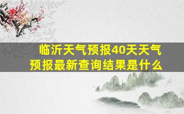 临沂天气预报40天天气预报最新查询结果是什么