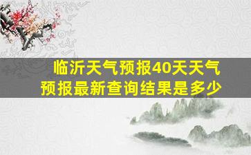 临沂天气预报40天天气预报最新查询结果是多少