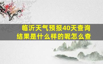 临沂天气预报40天查询结果是什么样的呢怎么查