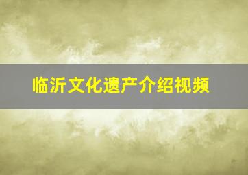 临沂文化遗产介绍视频