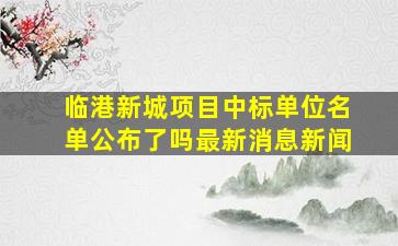 临港新城项目中标单位名单公布了吗最新消息新闻