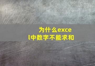 为什么excel中数字不能求和