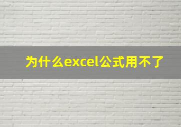 为什么excel公式用不了