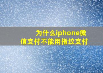 为什么iphone微信支付不能用指纹支付