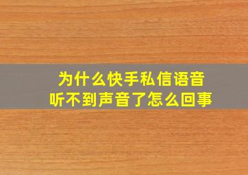 为什么快手私信语音听不到声音了怎么回事