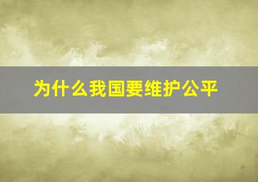 为什么我国要维护公平