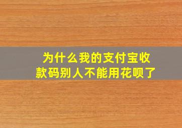 为什么我的支付宝收款码别人不能用花呗了