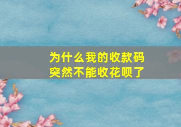 为什么我的收款码突然不能收花呗了