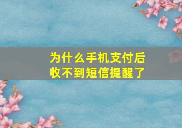 为什么手机支付后收不到短信提醒了