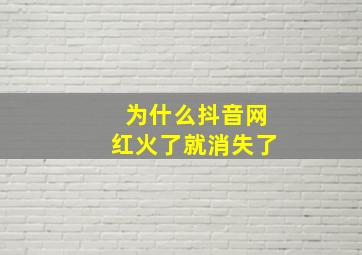 为什么抖音网红火了就消失了