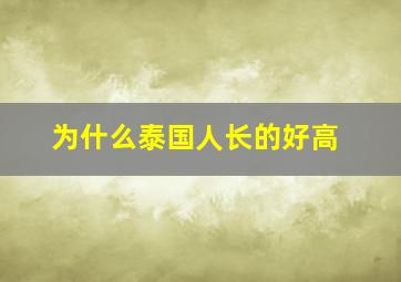 为什么泰国人长的好高